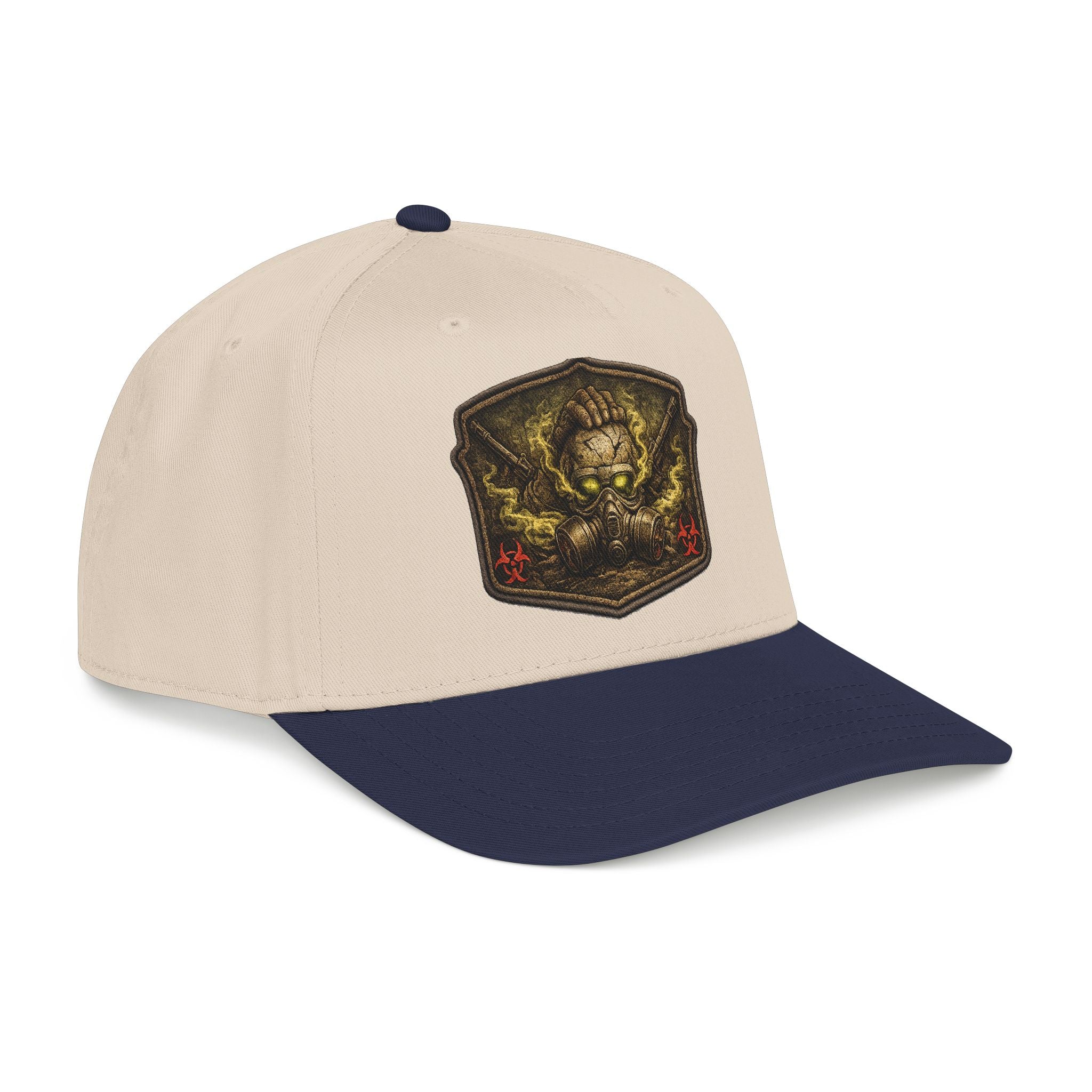 Baseball Cap — Toxic Skull Patch Hat | Edgy Military Green Trucker Style
