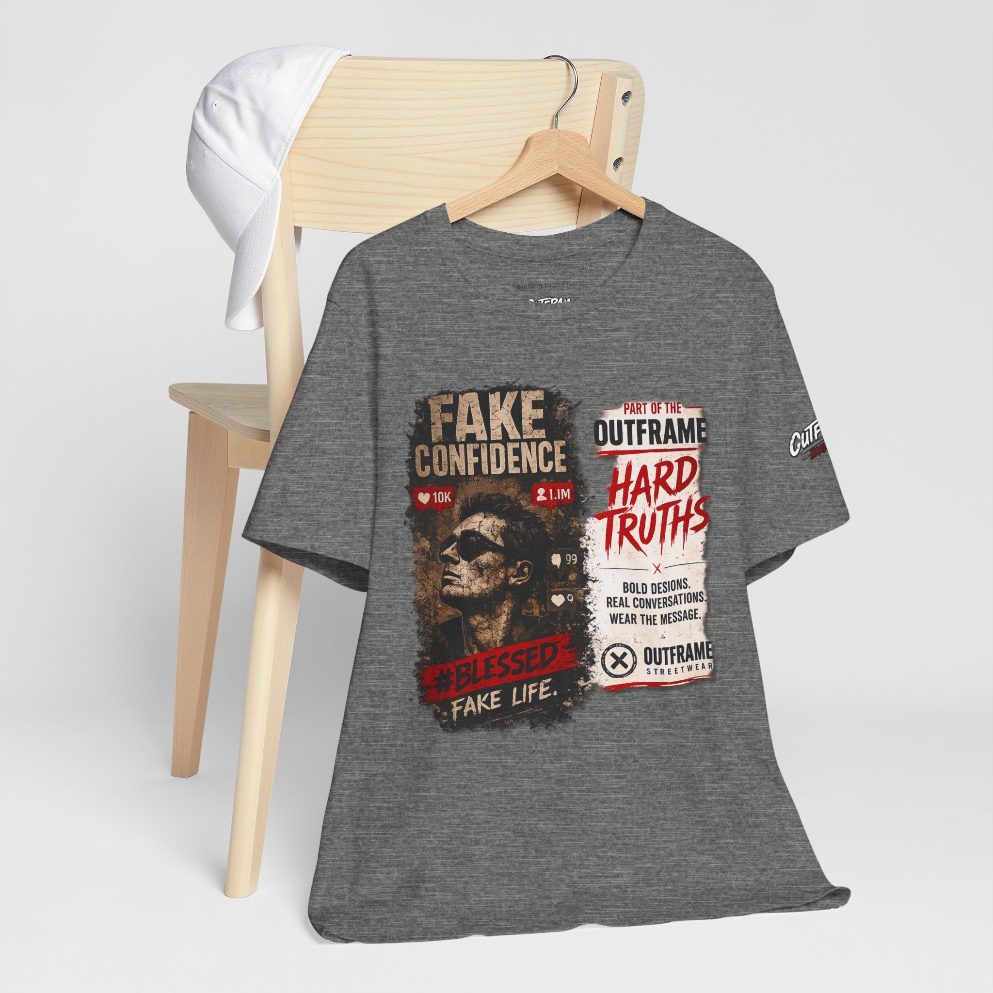 Fake Confidence – OUTFRAME Hard Truths Editorial Graphic T-Shirt