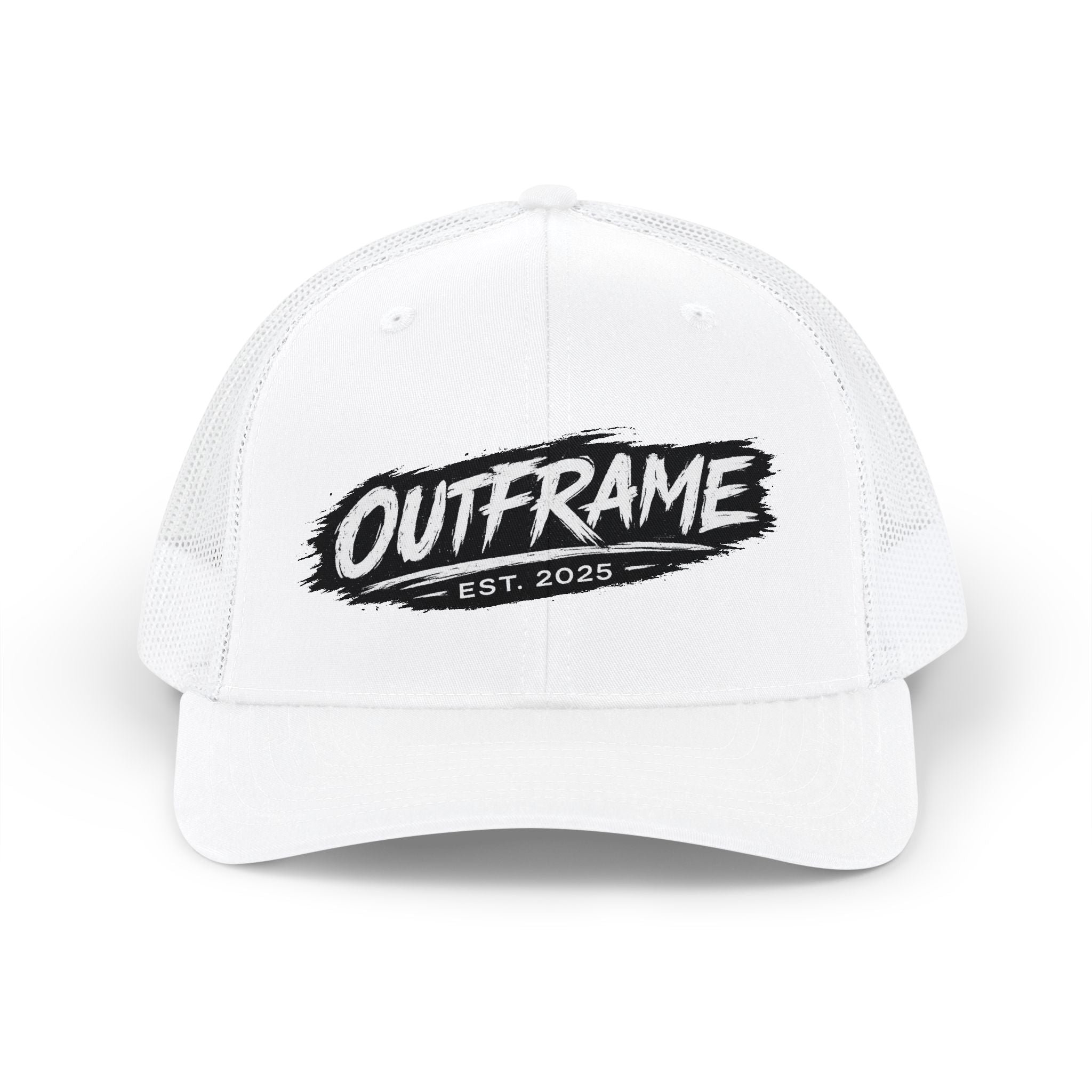 Outframe Snapback Trucker Cap — Retro Brush Logo Hat (EST. 2025)