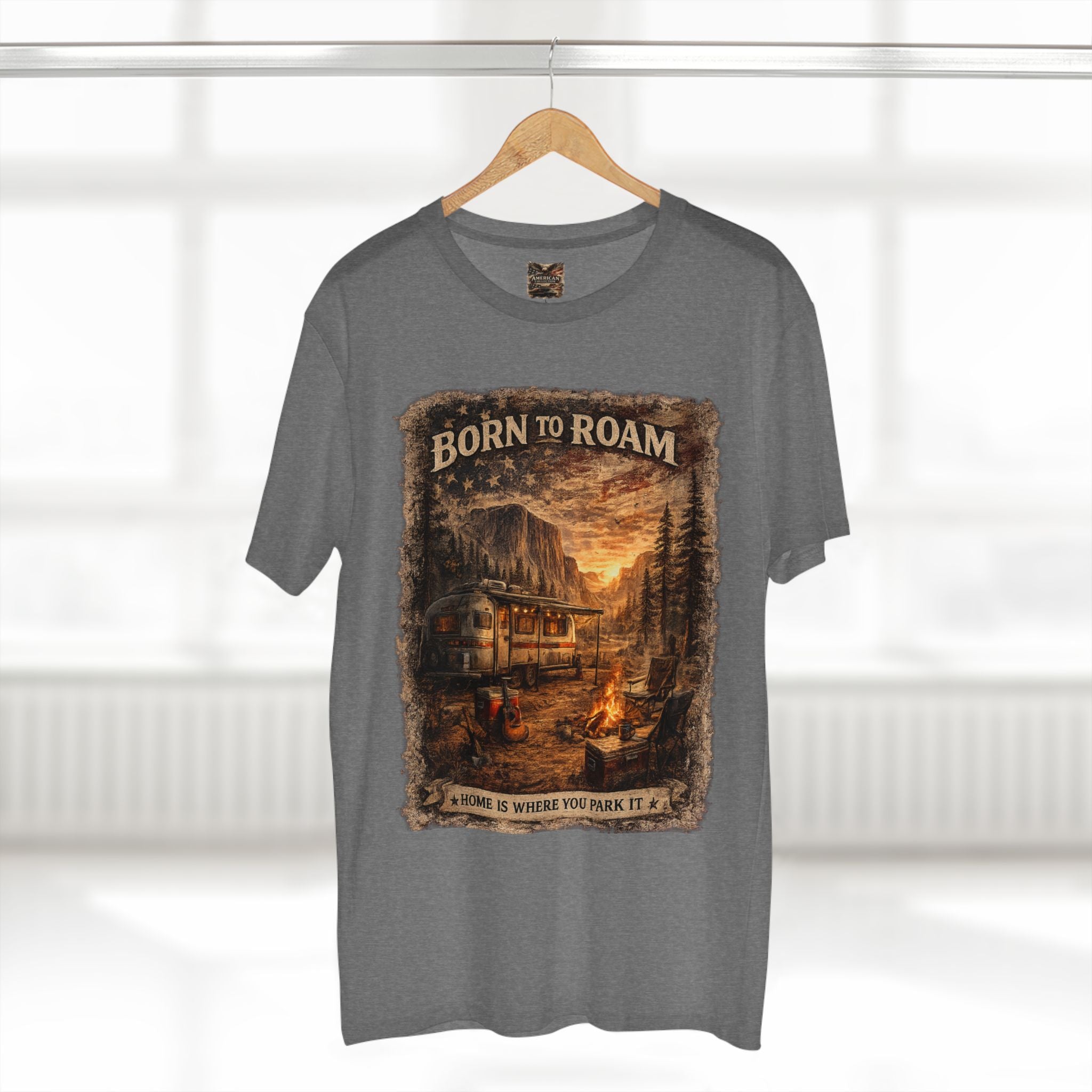 Born to Roam – Vintage Camper & National Parks Graphic T-Shirt | American Collection
