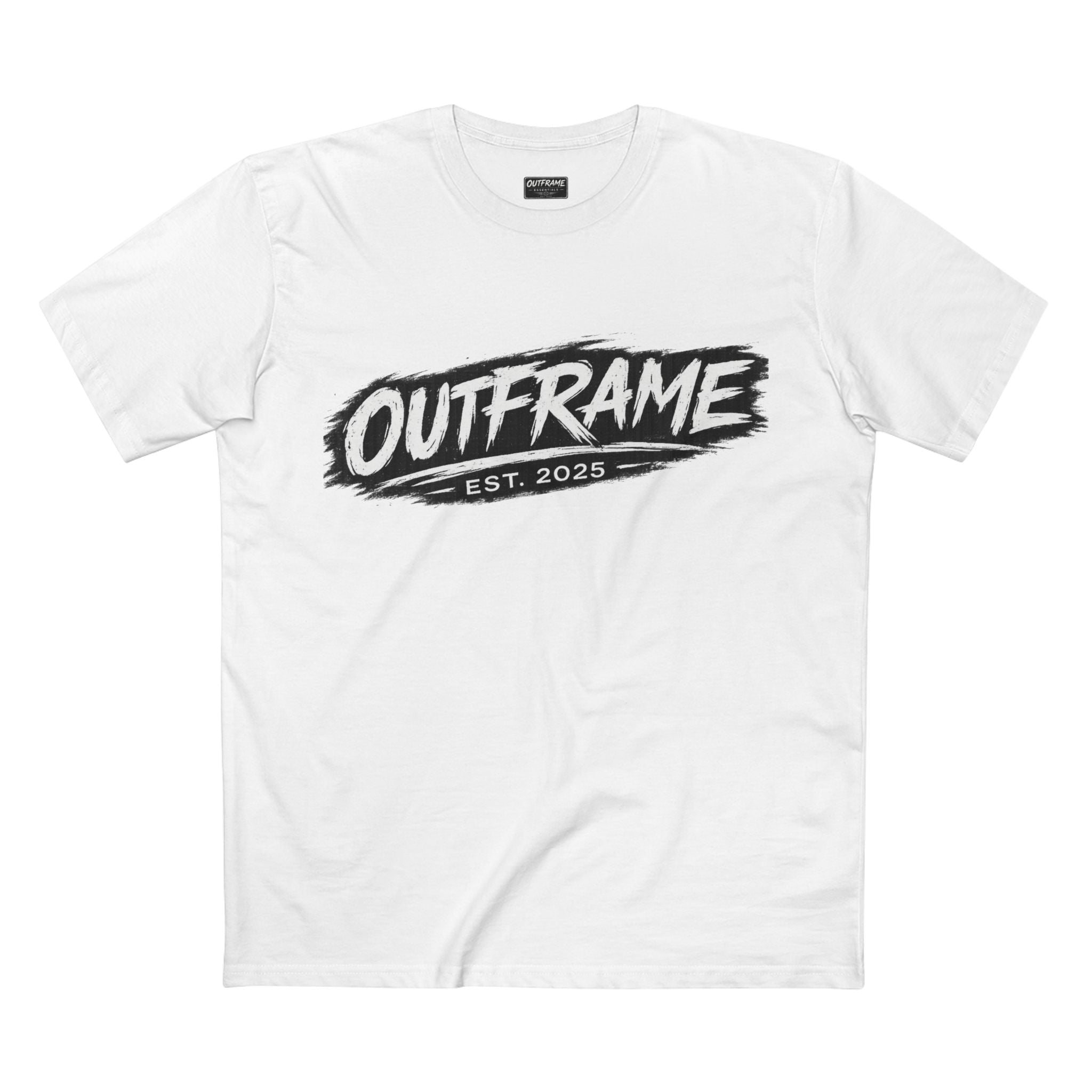 OUTFRAME® EST. 2025 Logo T-Shirt | Premium Brush Logo Streetwear | Essentials Collection