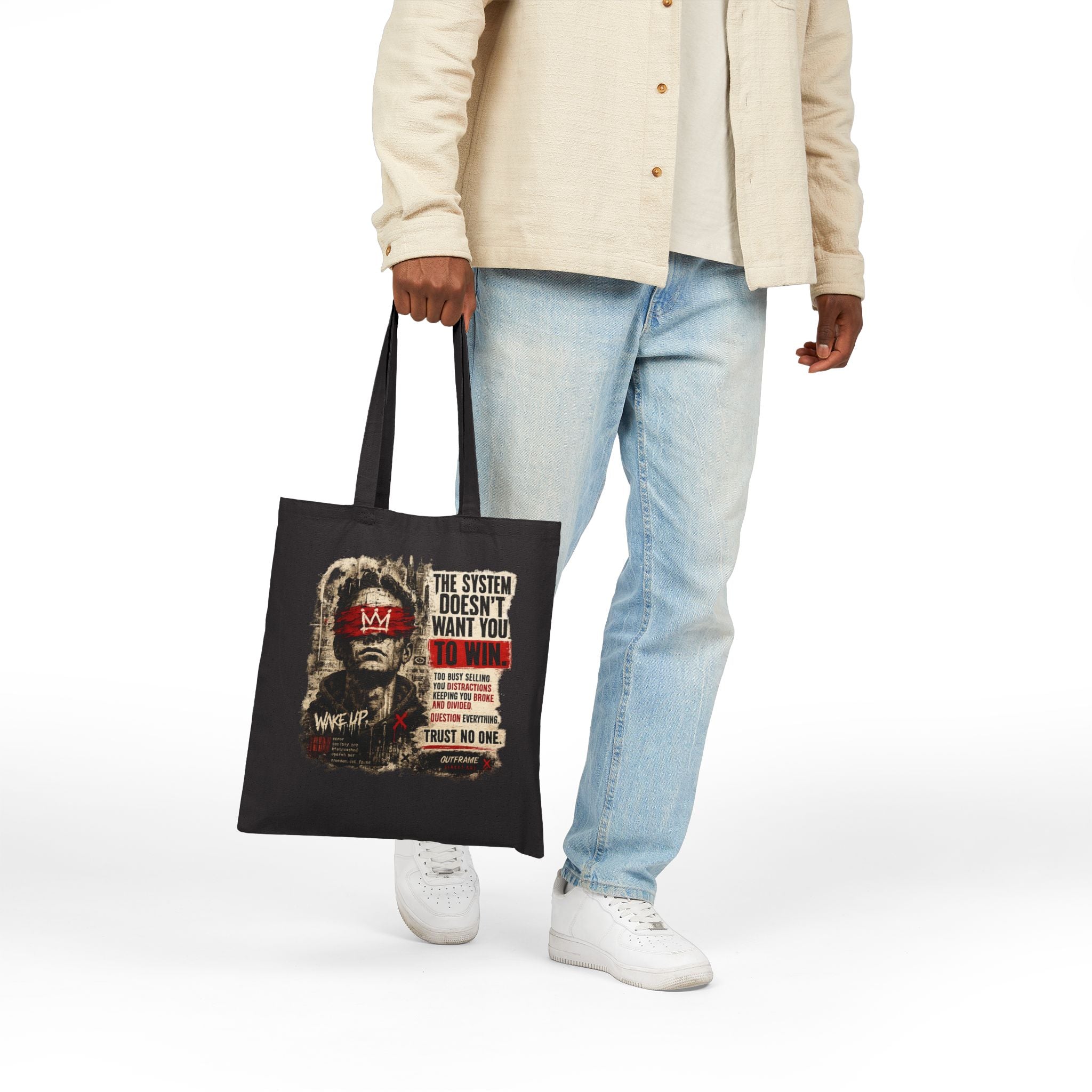 Canvas Tote Bag — "The System Doesn’t Want You" Protest Graphic Shopper