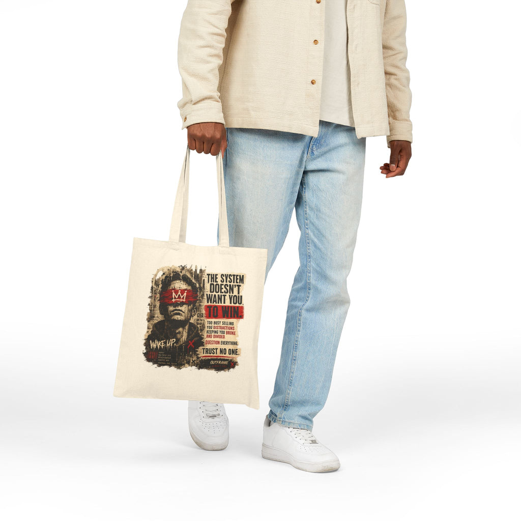 Canvas Tote Bag — "The System Doesn’t Want You" Protest Graphic Shopper