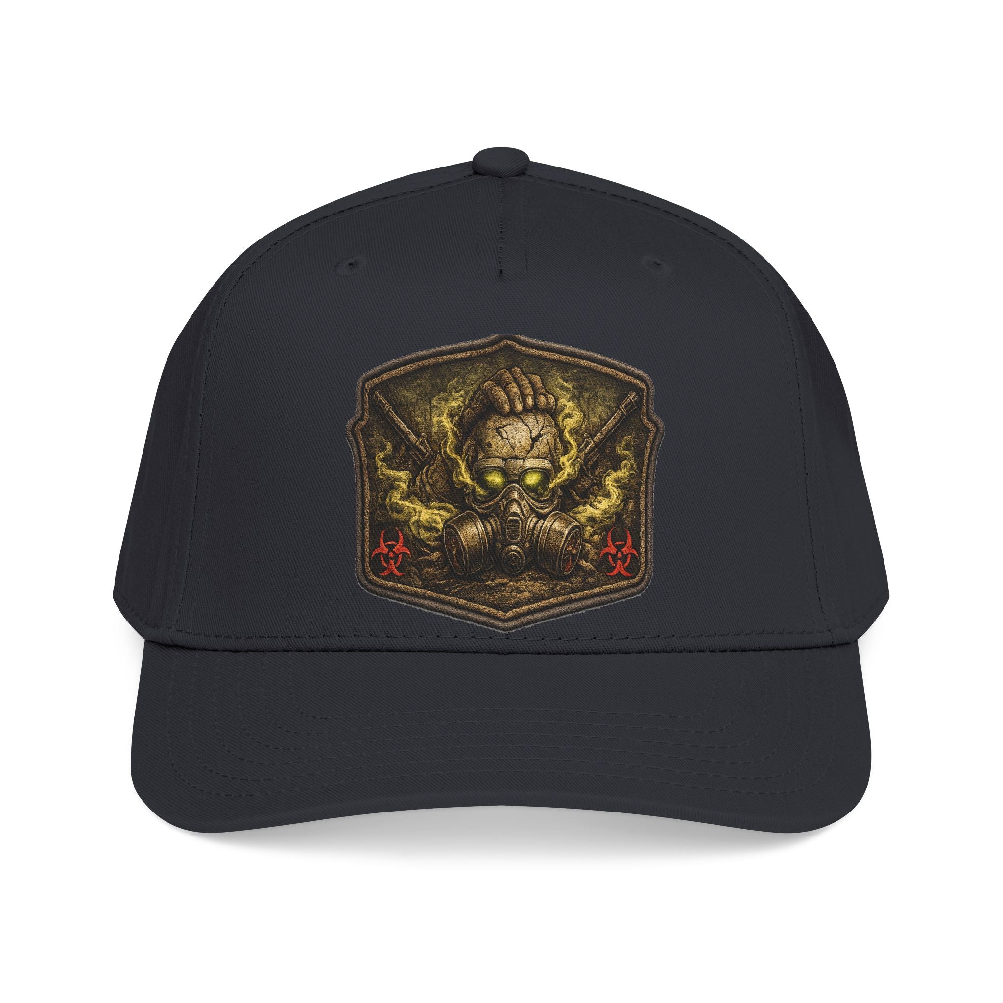 Baseball Cap — Toxic Skull Patch Hat | Edgy Military Green Trucker Style