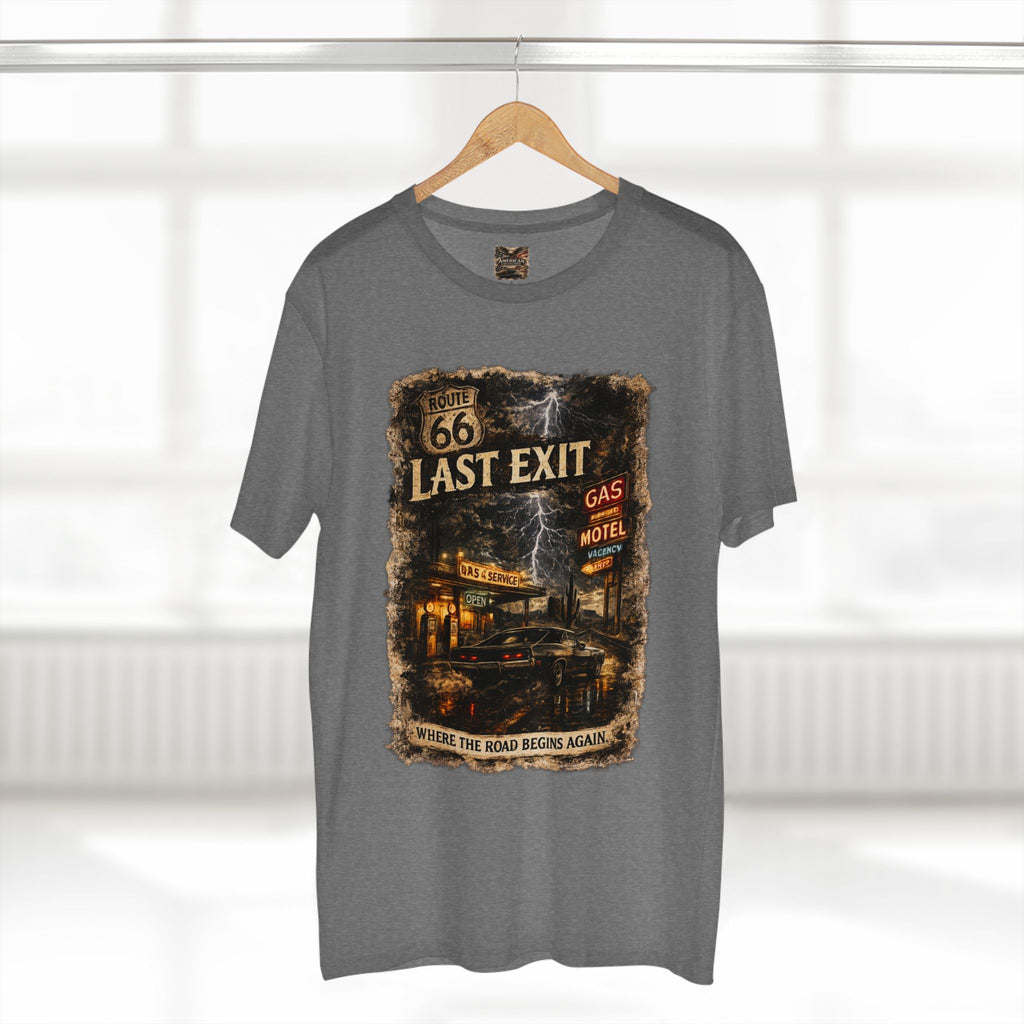 Last Exit – Vintage Route 66 Muscle Car Graphic T-Shirt