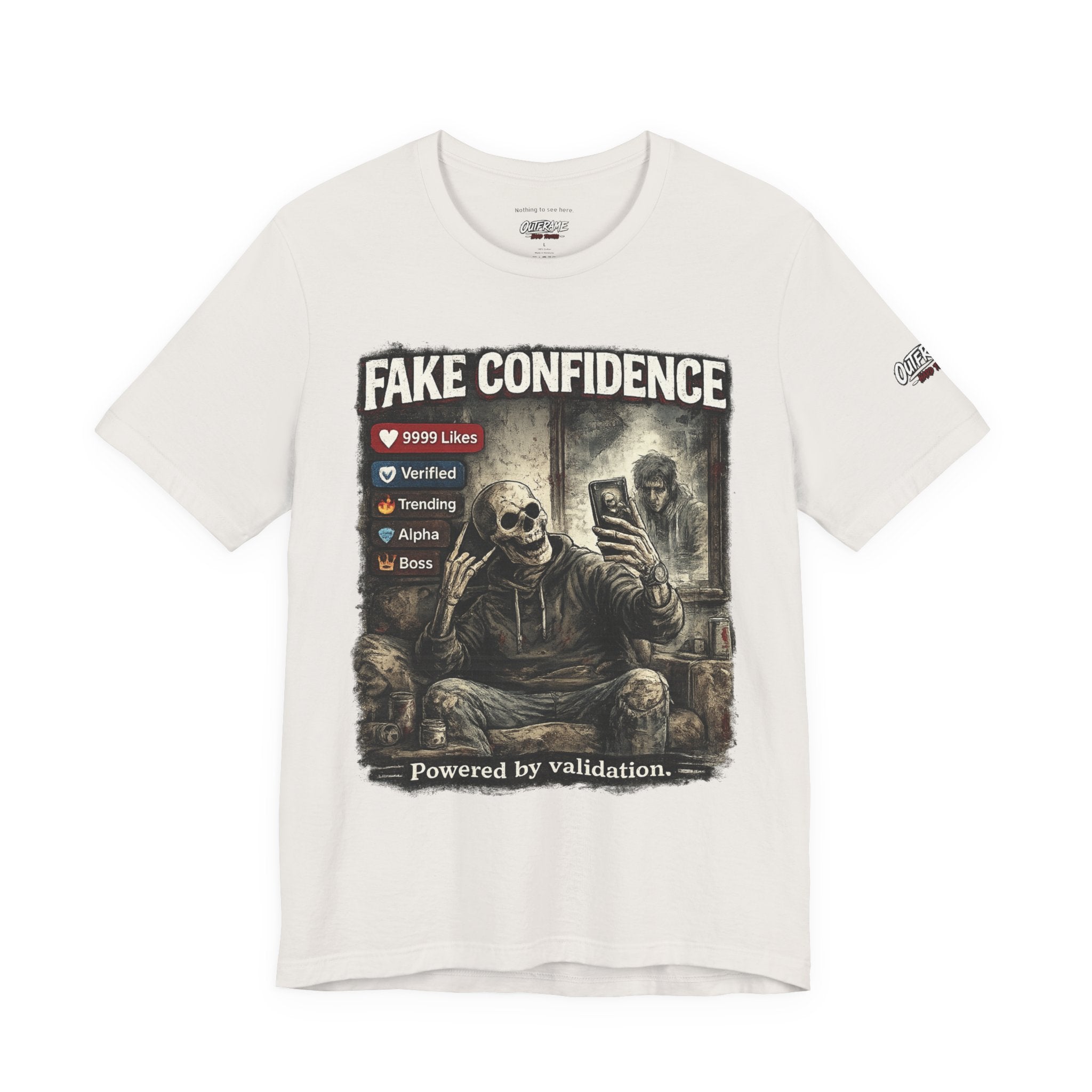 OUTFRAME Hard Truths – Fake Confidence | Premium Graphic Streetwear T-Shirt