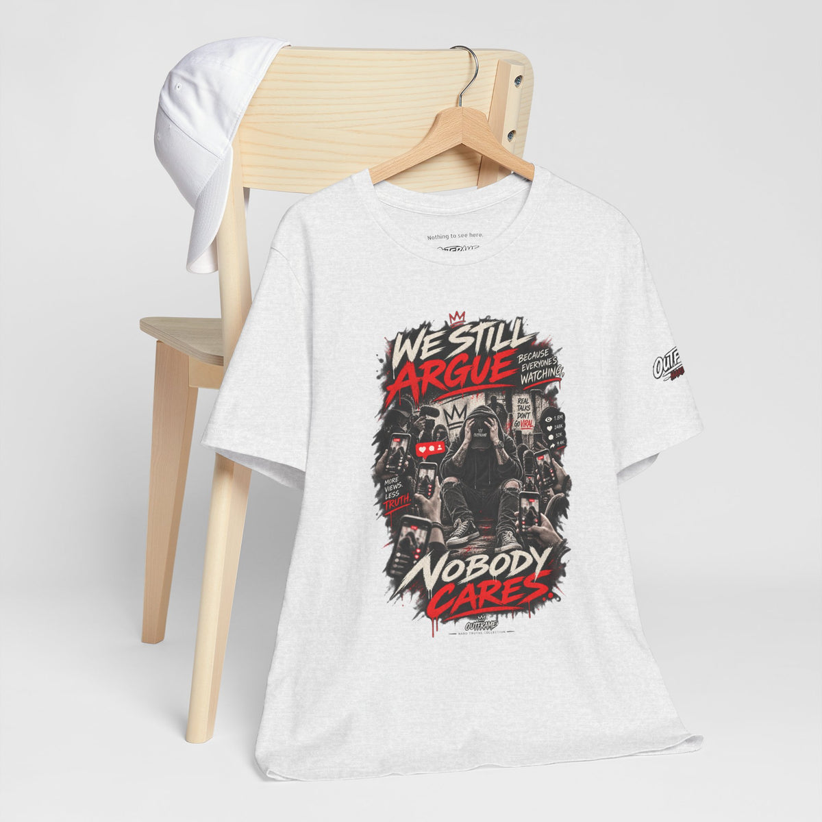 We Still Argue, Nobody Cares Tee — Dark Comic Graphic T-Shirt