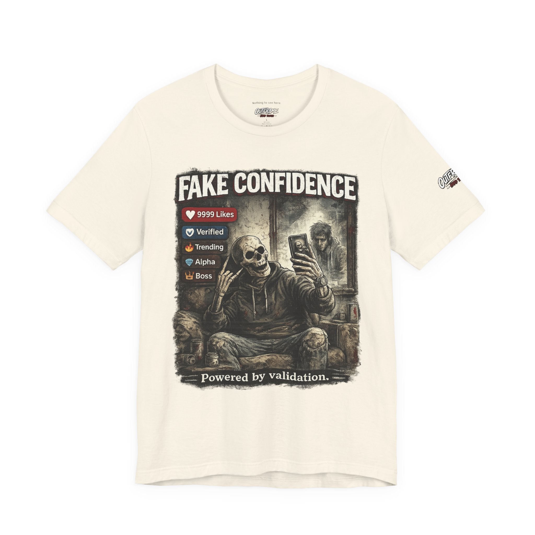 OUTFRAME Hard Truths – Fake Confidence | Premium Graphic Streetwear T-Shirt