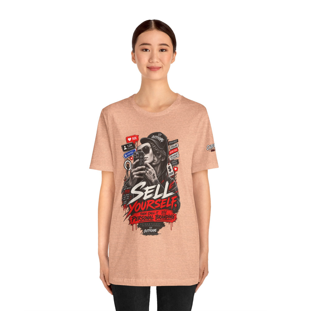 Graphic Tee — "Sell Yourself" Social Media Satire T-Shirt