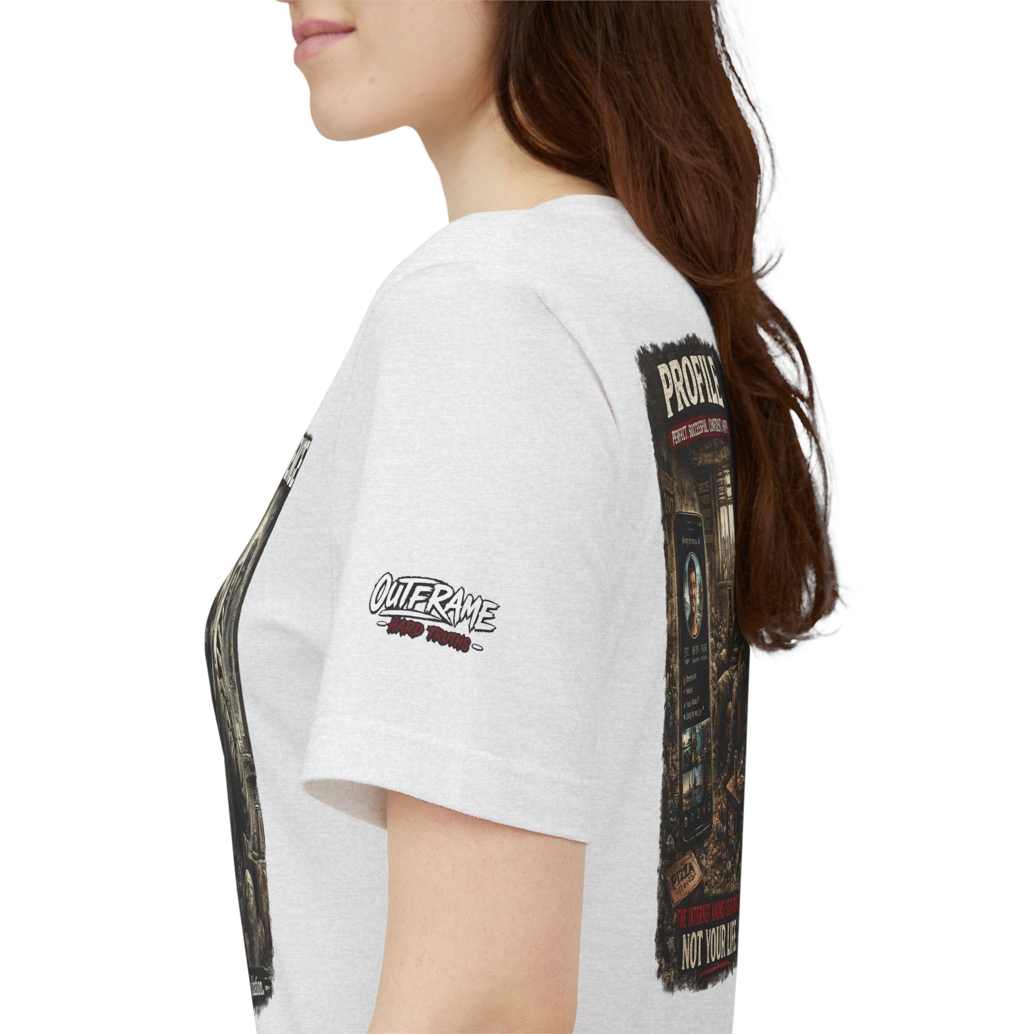OUTFRAME Hard Truths – Fake Confidence | Premium Graphic Streetwear T-Shirt