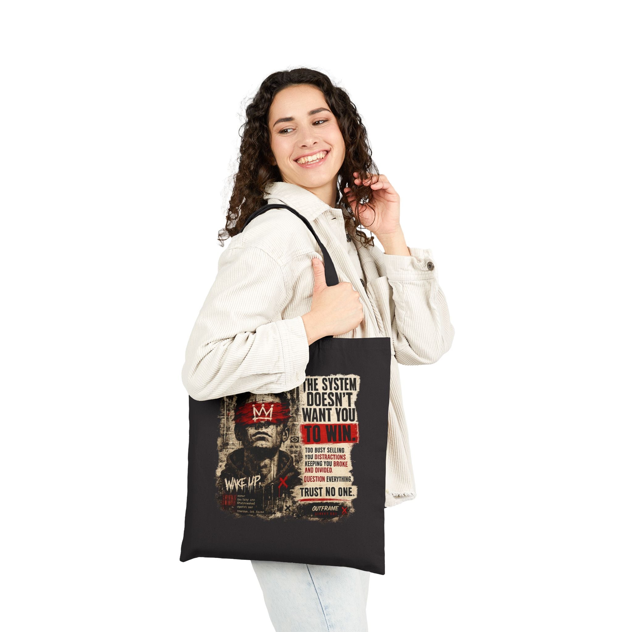 Canvas Tote Bag — "The System Doesn’t Want You" Protest Graphic Shopper