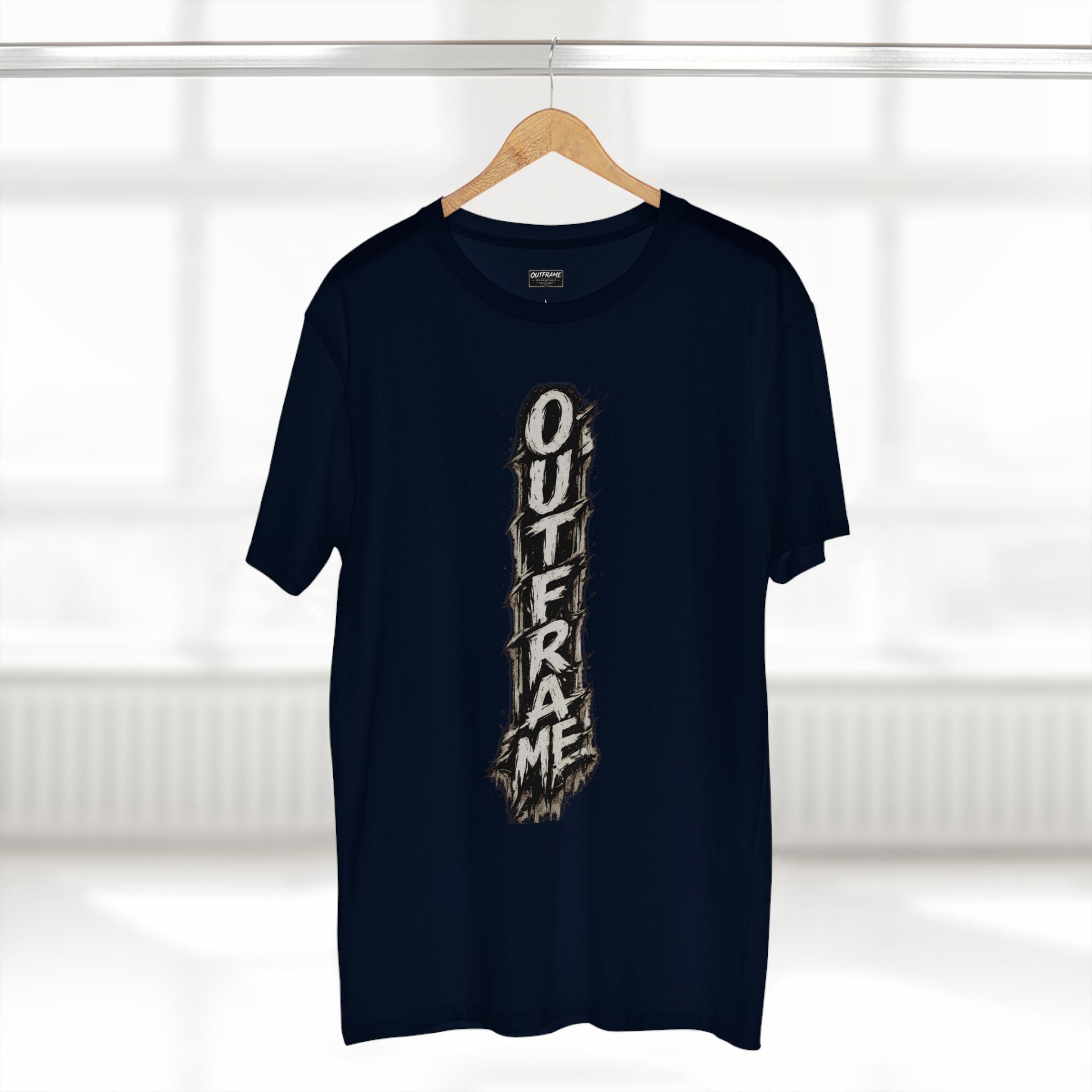 OUTFRAME Essentials – Vertical Brush Logo Premium Unisex T-Shirt
