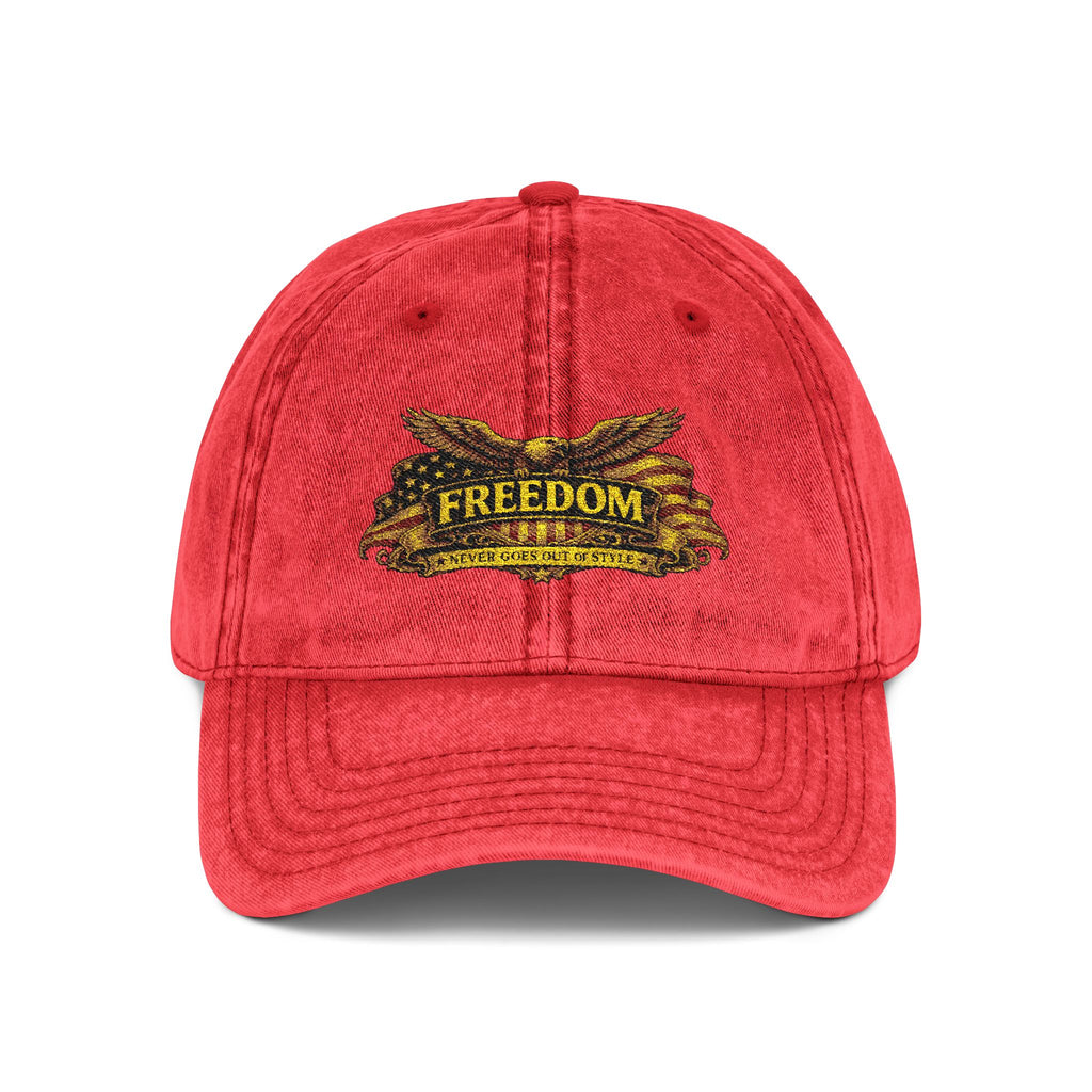 Freedom Vintage Embroidered Cap – Distressed Red Dad Hat