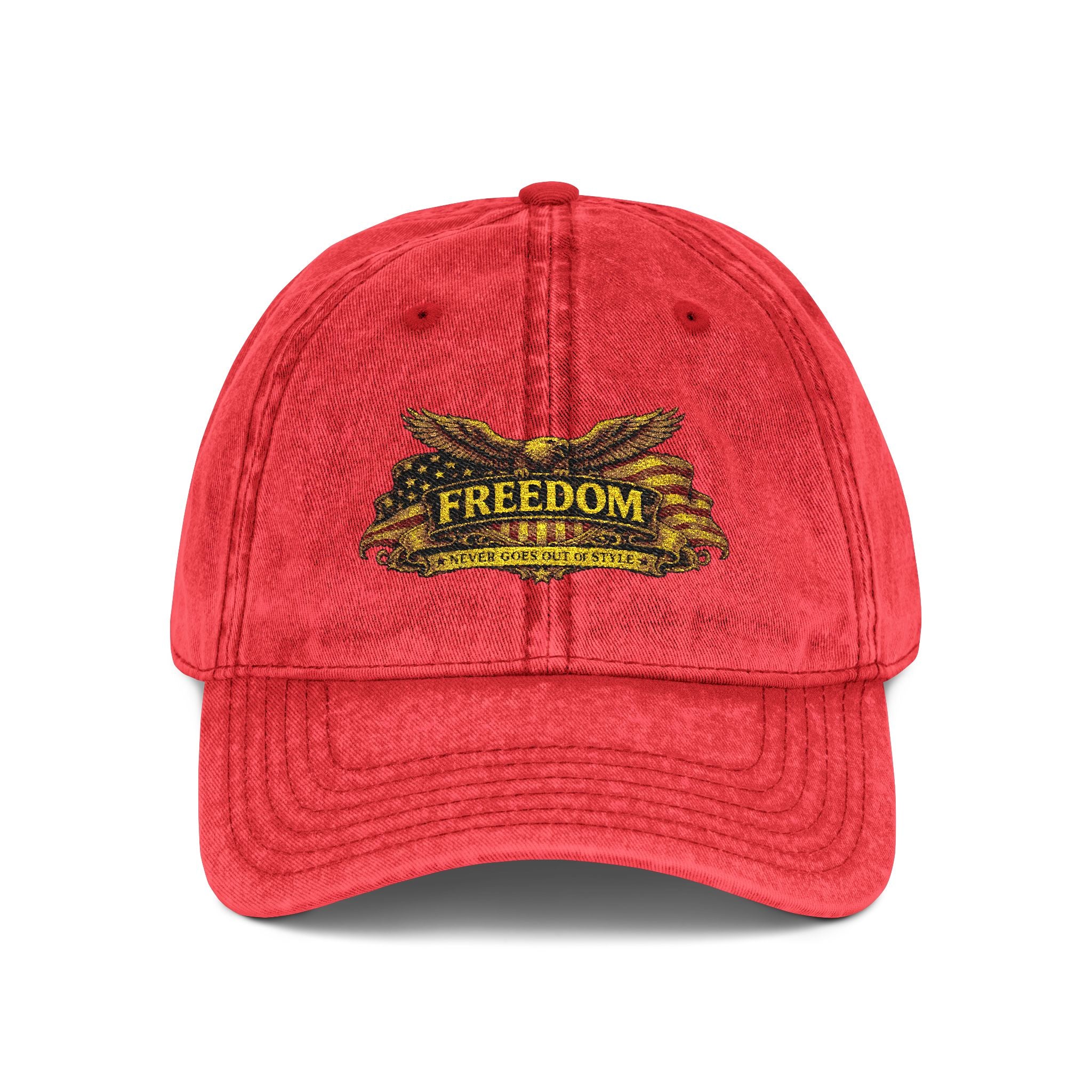 Freedom Vintage Embroidered Cap – Distressed Red Dad Hat