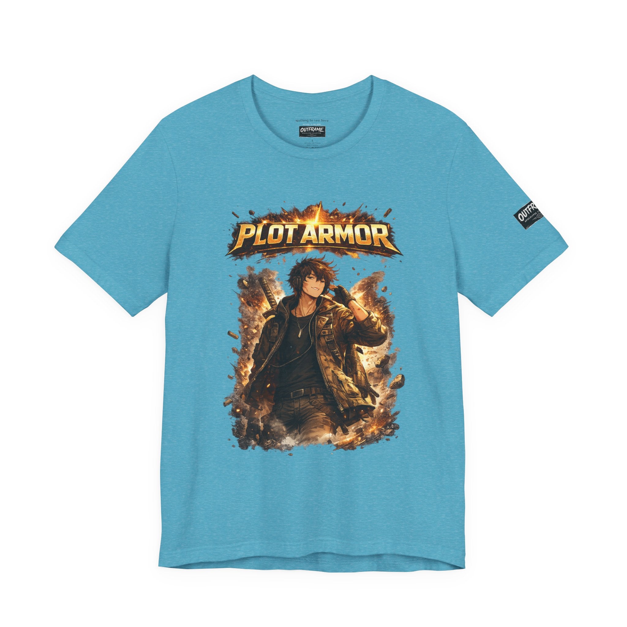 Plot Armor T-Shirt — Retro Anime Fire Graphic Tee